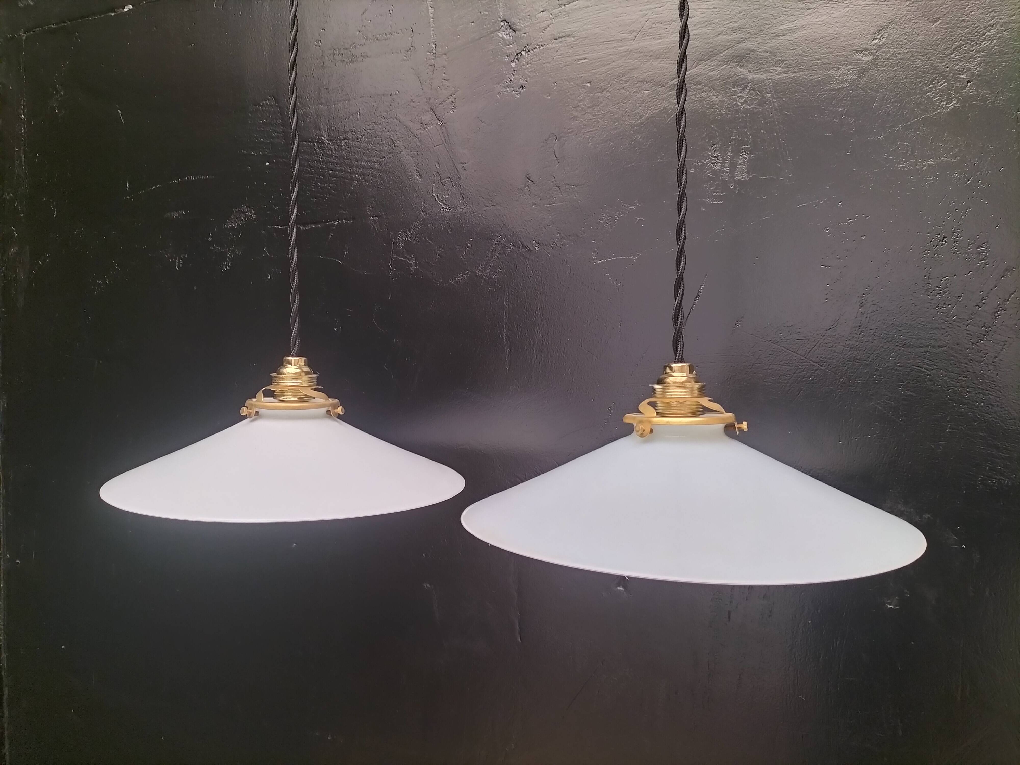 2 opaline pendant lights