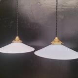 2 opaline pendant lights
