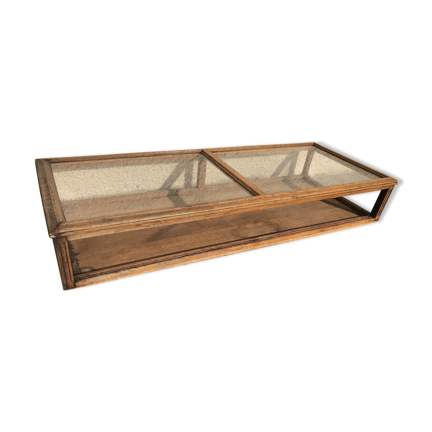 Old 1900 solid oak jewelry showcase