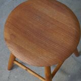 Round beech stool by a Danish cabinetmaker, mid-century modern, 1970s.