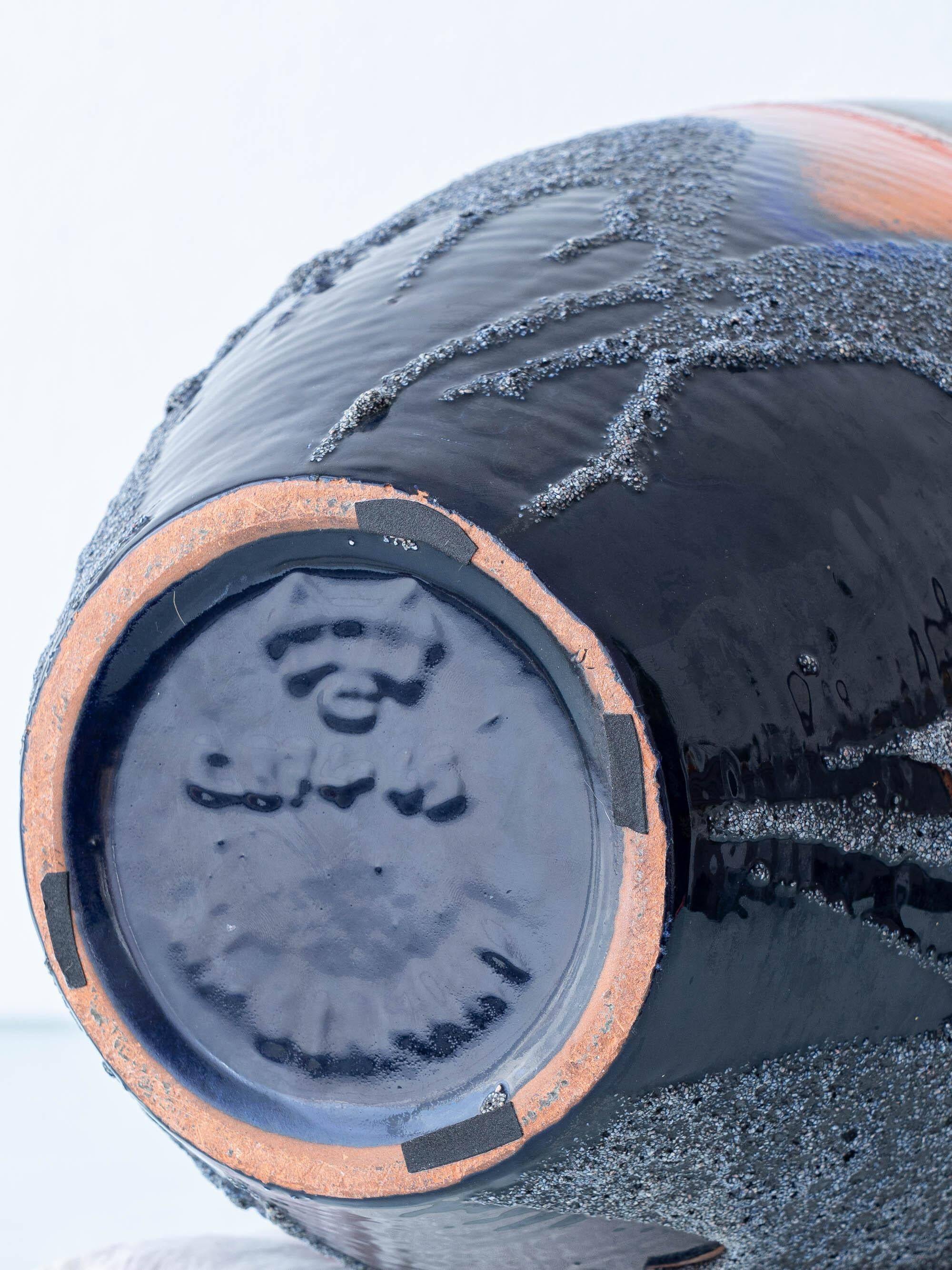 XXL Mid-Century Modern grey and orange ceramic table lamp Carstens Tönnieshof