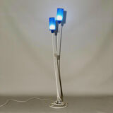 Lampadaire blanc abat-jour bleu années 1960