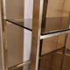 Vintage shelf in smoked glass and golden brass - 1970s