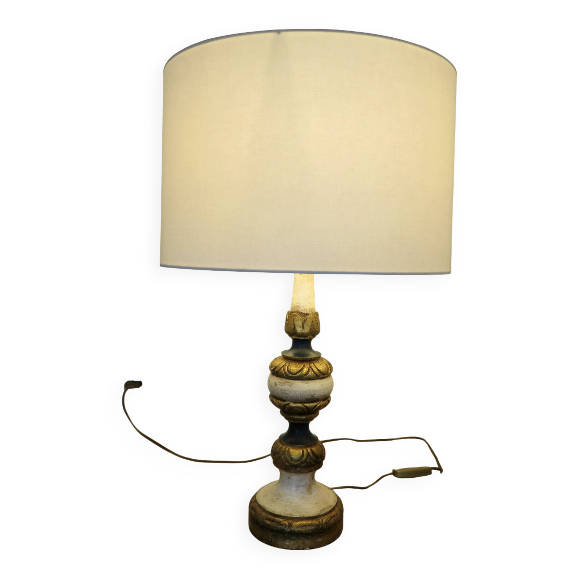 Large baroque lamp in polychrome wood, 1960s