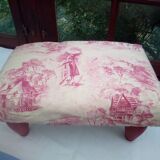 Pouf, footstool toile de jouy