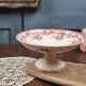Compotier ancien H.B. & Cie en terre de fer – Roses bordeaux