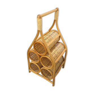 Vintage rattan wine rack