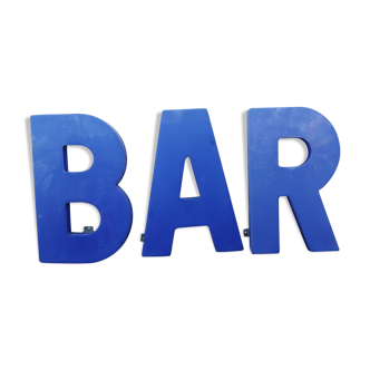 Lettres d'enseigne en plexis bleu vintage "bar"