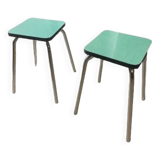 Set of green Formica stools 27 x 44