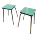Set of green Formica stools 27 x 44