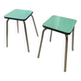 Set of green Formica stools 27 x 44