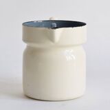 Vintage enameled sheet metal milk jug with lid f