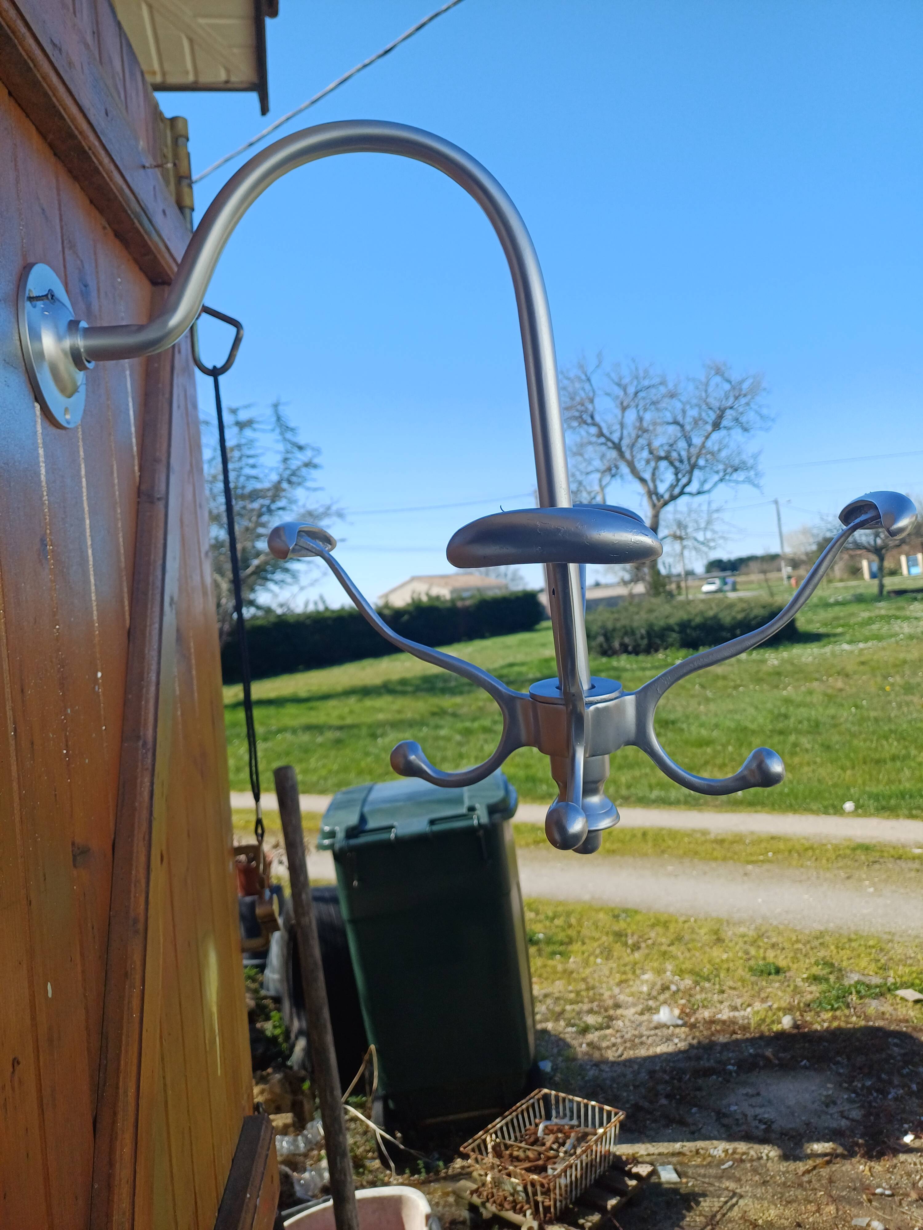 Chrome Metal Wall Coat Rack with Turnstile