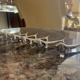 6 silver metal dachshund knife holders