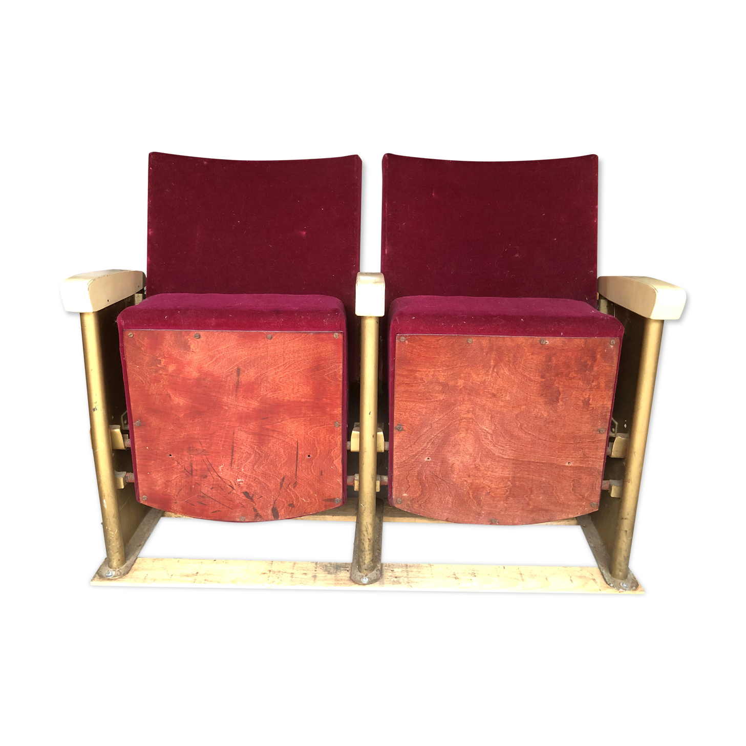 Vintage cinema bench 2 armchairs