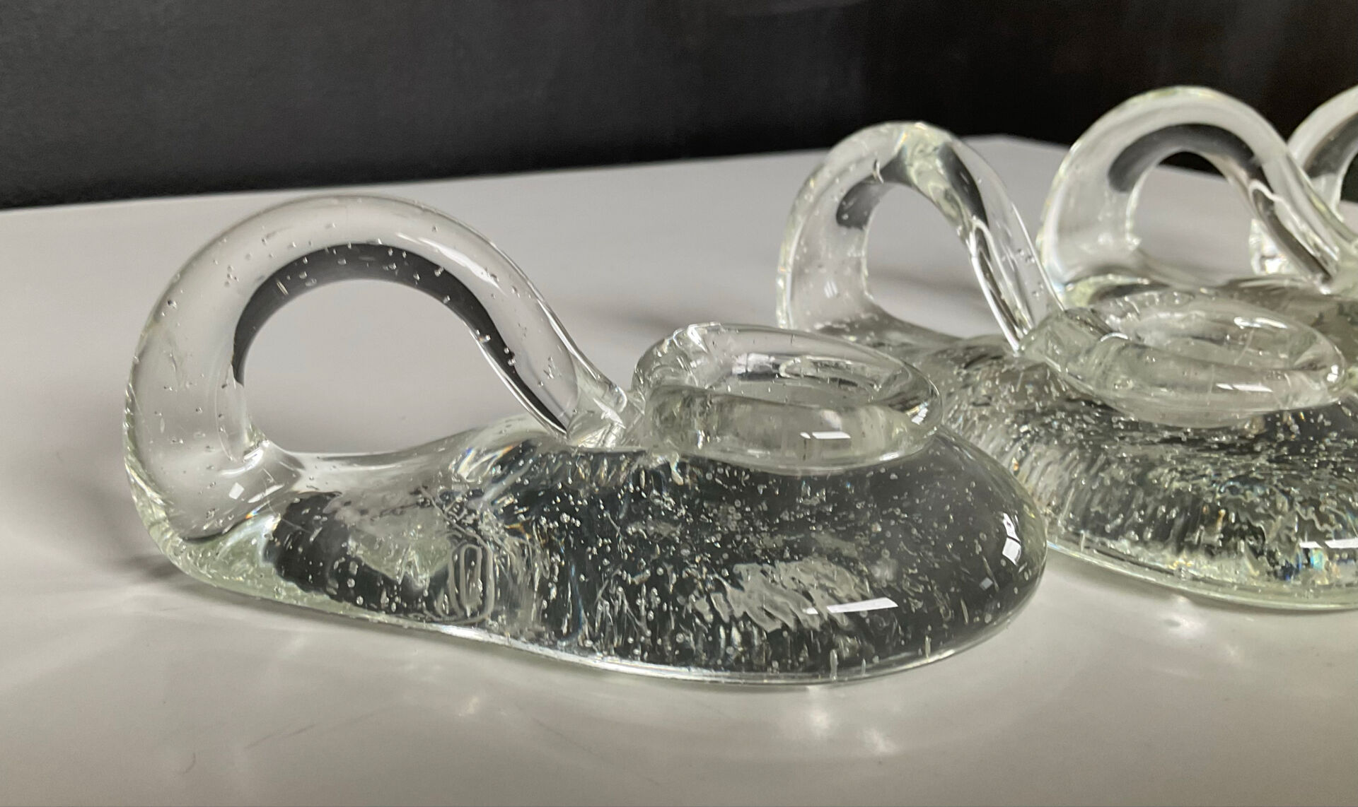 Set of 4 Schneider France crystal candle holders from the 1970s.