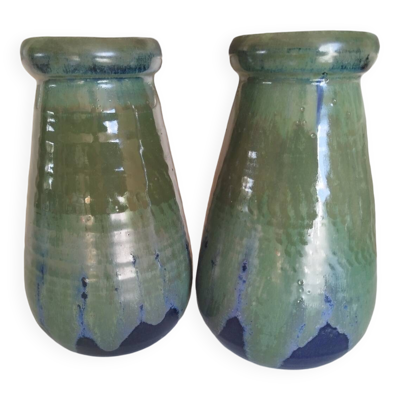 Paire de vases en grès de Puisaye de Léon Pointu
