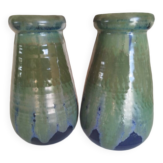 Paire de vases en grès de Puisaye de Léon Pointu
