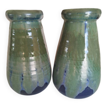 Pair of Puisaye stoneware vases by Léon Pointu