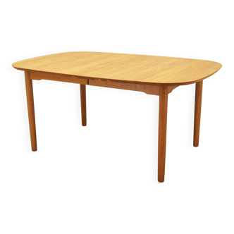 Table en frêne, design danois, années 1960, designer : Gunnar Falsig, fabricant : Holstebro Möbelfabrik