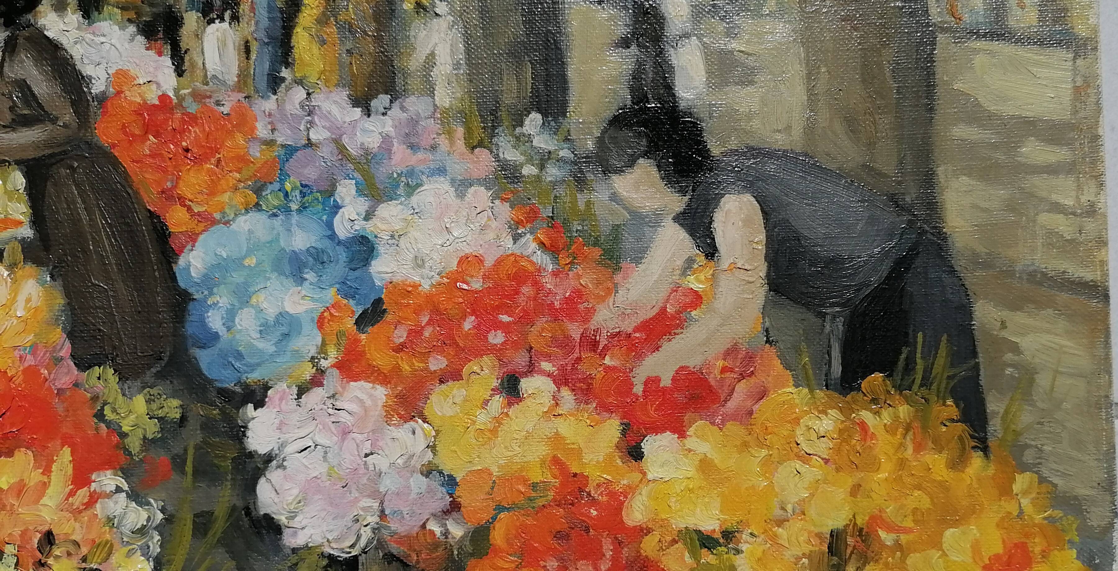 Painting "the flower market" by Béziers