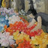 Painting "the flower market" by Béziers