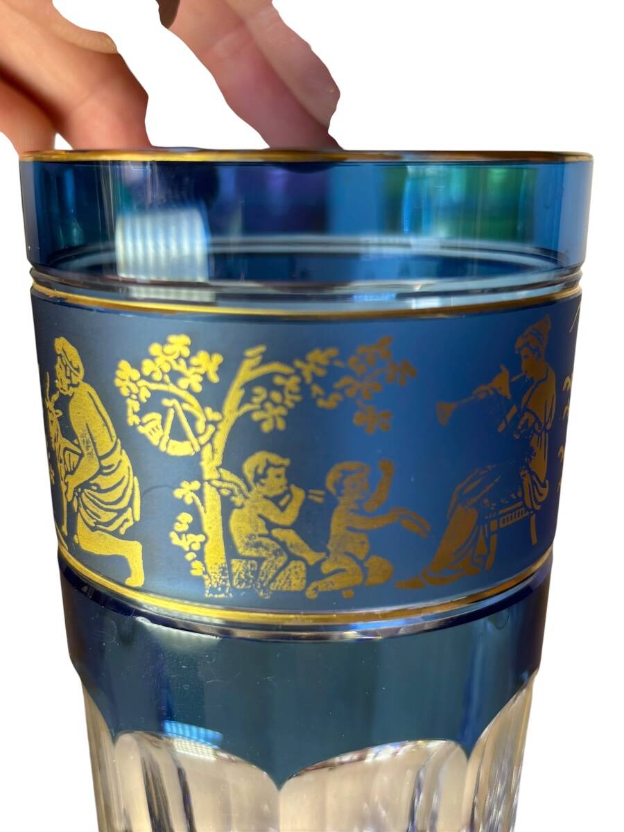 Set of 5 Val Saint Lambert Crystal Glasses Renaissance Style H14cm