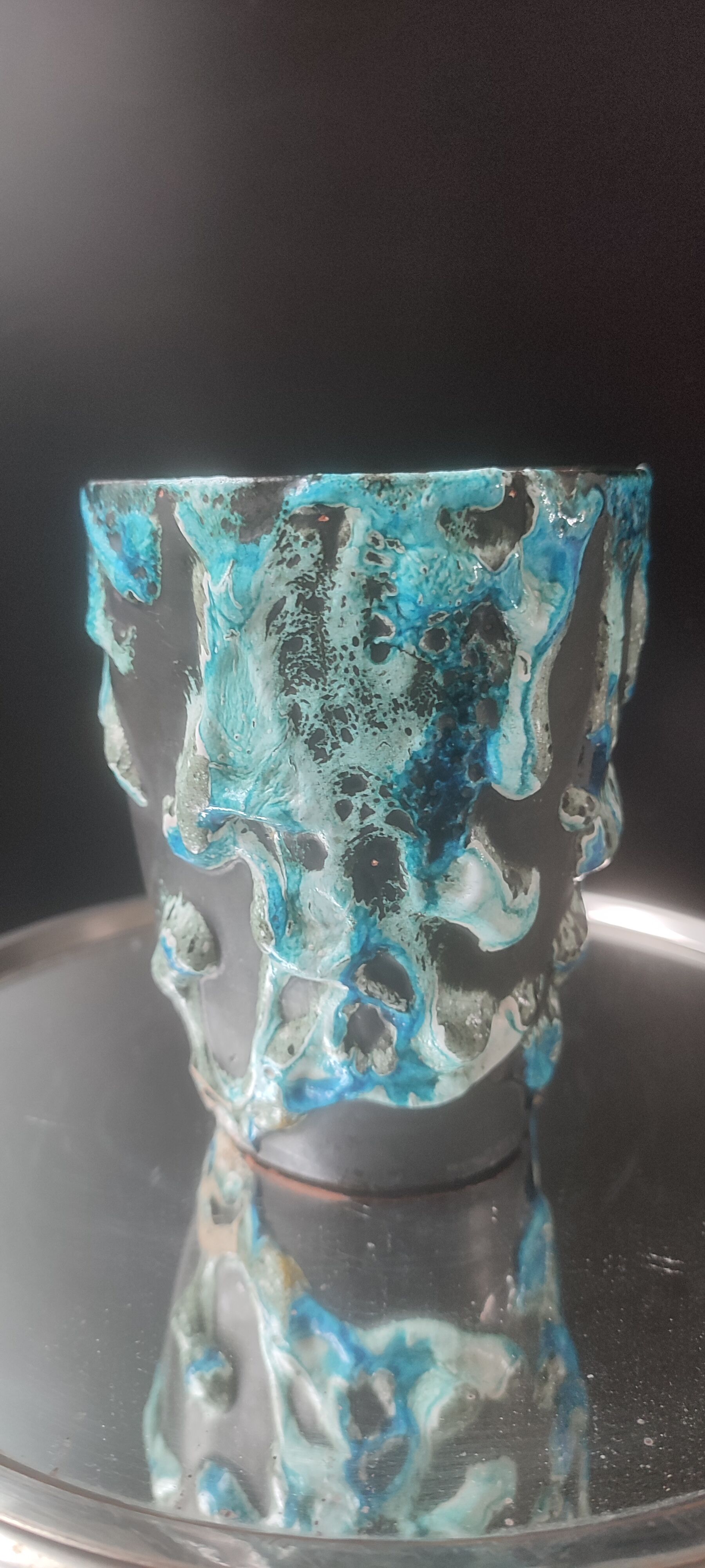 Milk jug and ceramic cup Cyclope Émaux des Glaciers Charles Cart