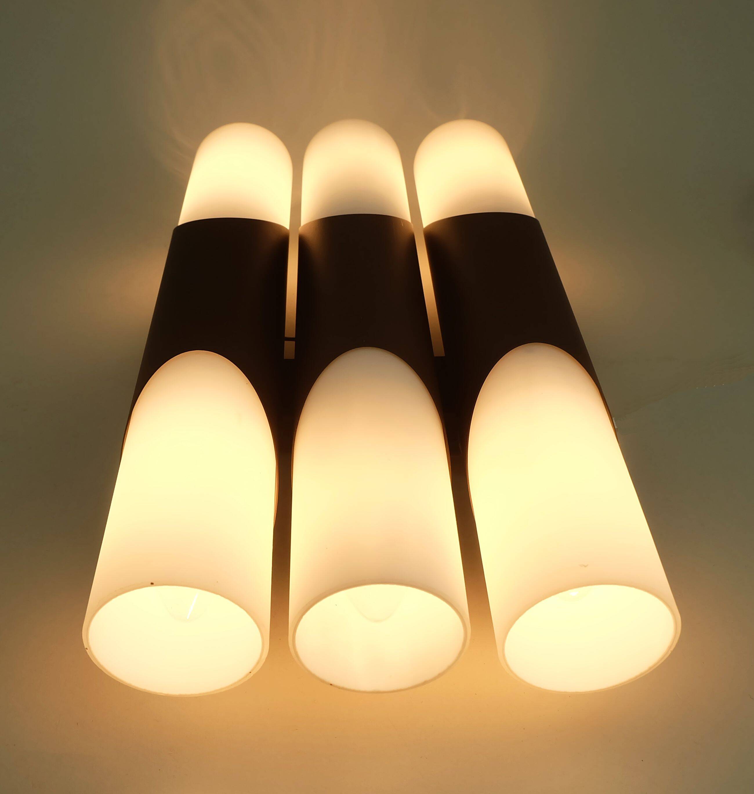 Wall lamp design klaus link for neuhaus-leuchten 1960s metal satin glass