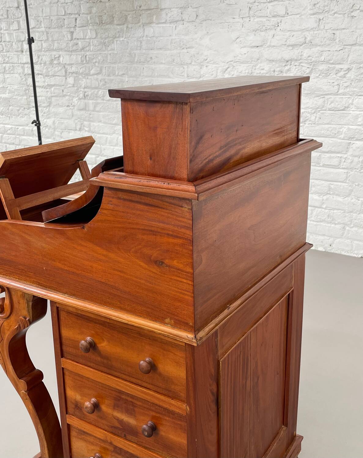20th century Davenport desk with walnut piano top