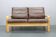 1970s L. Olsen & Søn Oak and Leather 2-Seater Sofa, Denmark