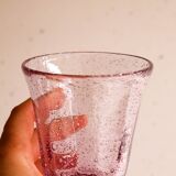 6 verres à eau soufflé bullé biot violet