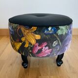 Pouf rond, rétro, fleuri