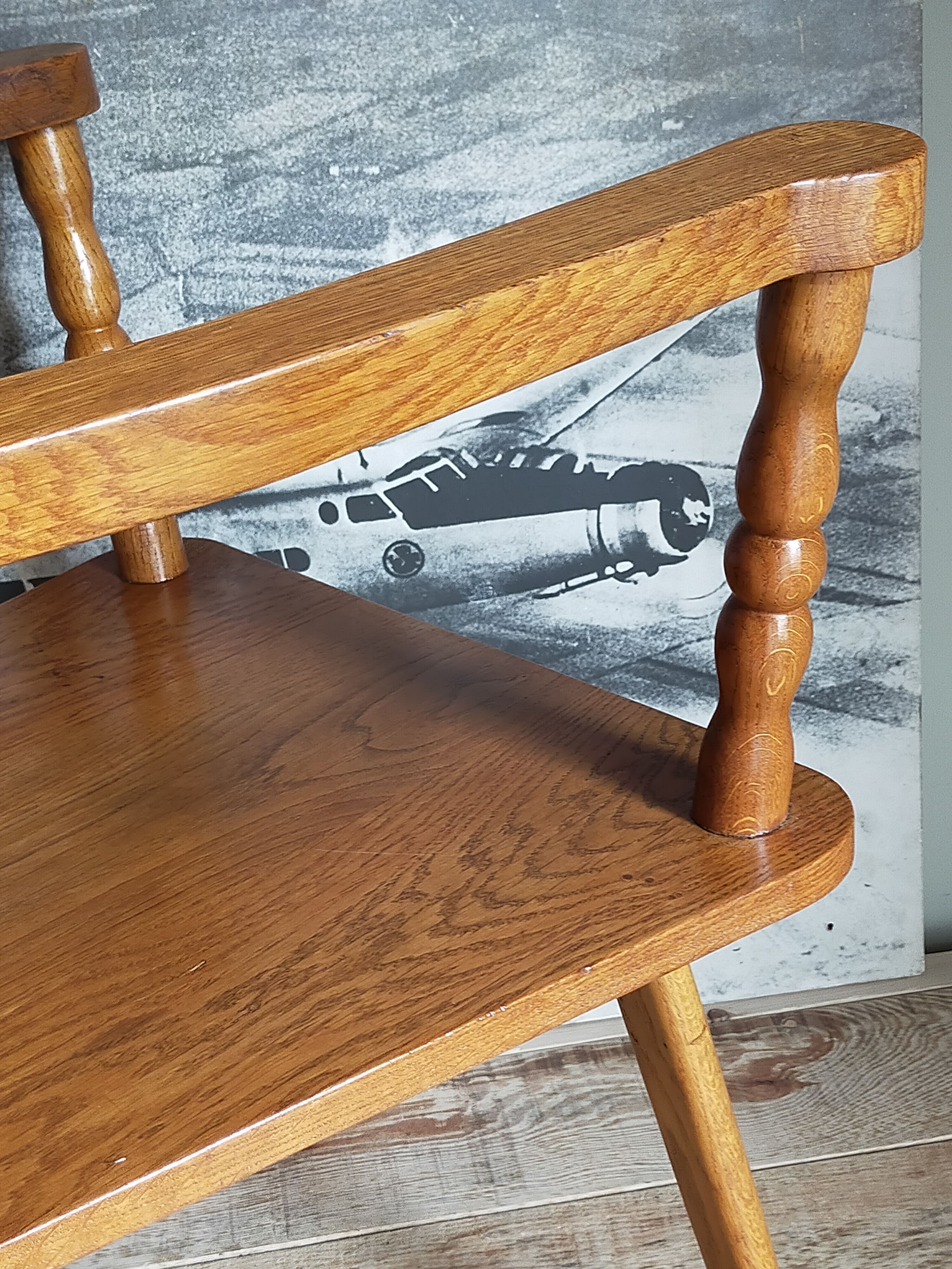 Art-popular armchair 50s in solid wood