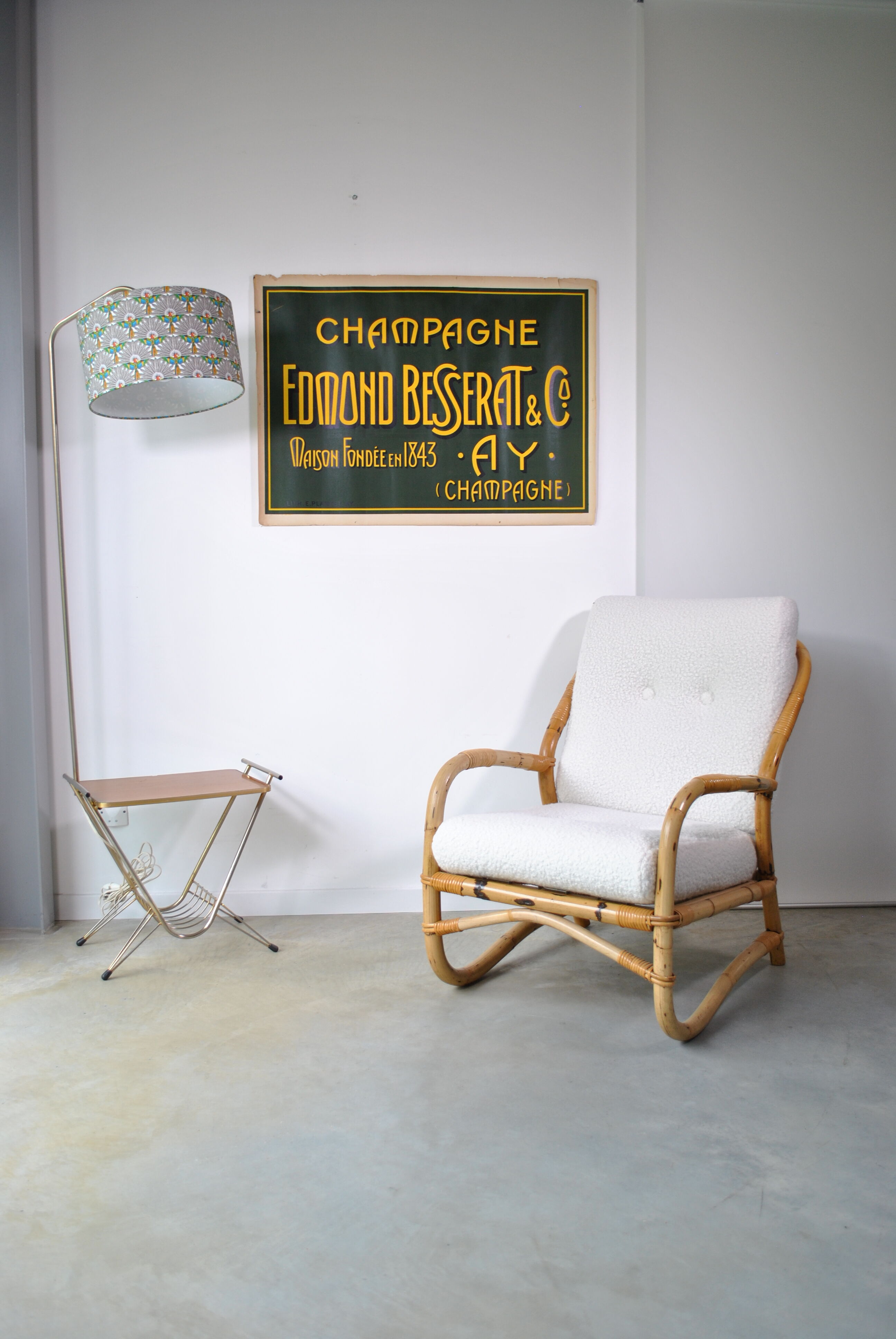 Bamboo armchair rattan buckle 1970