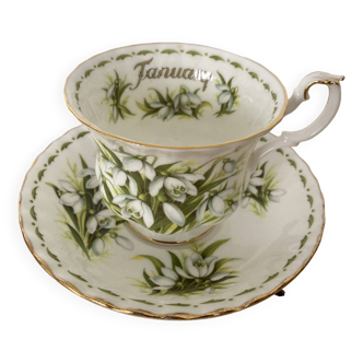 Tasse et ss tasse "Janvier" porcelaine Royal Albert