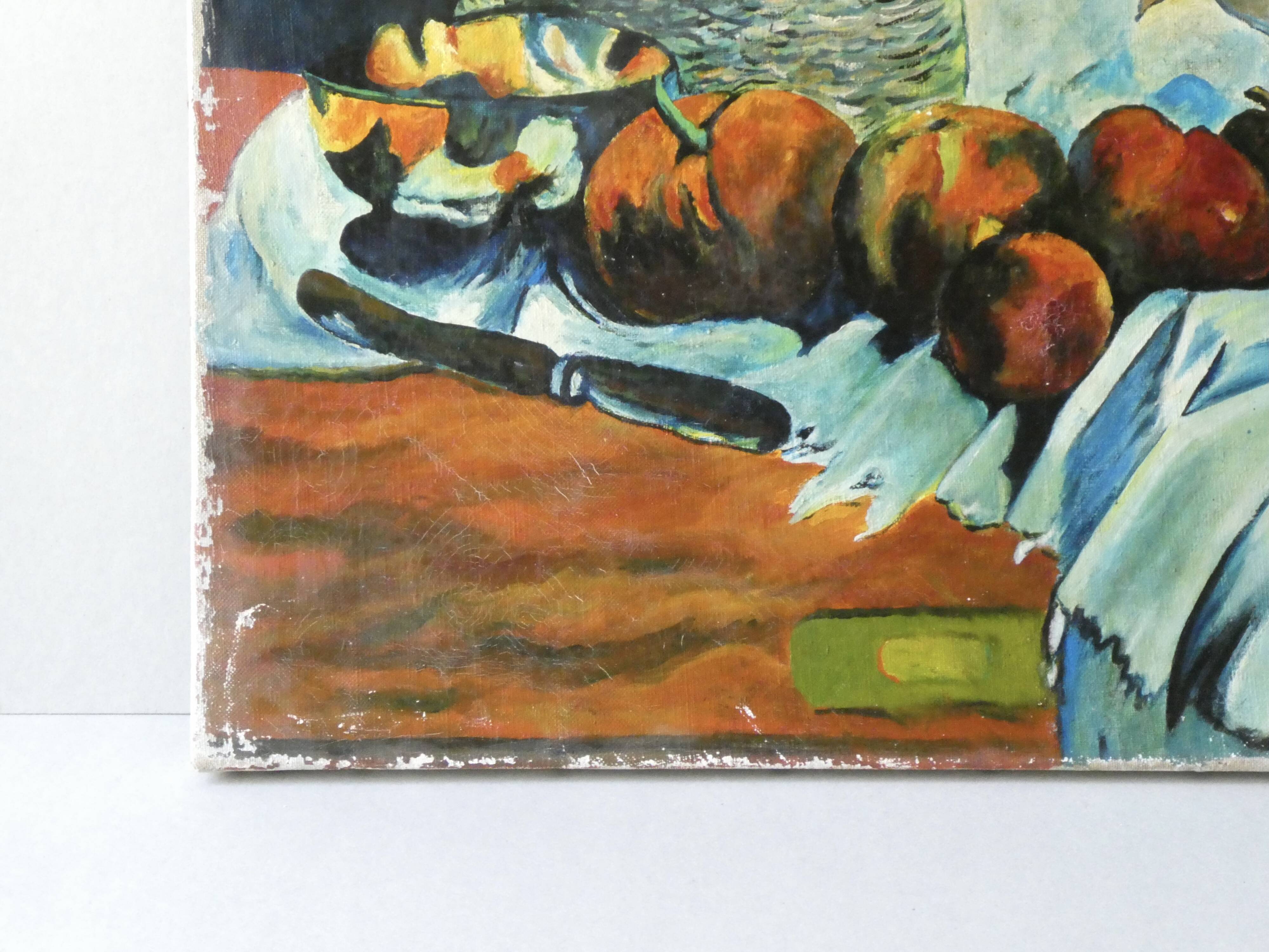 Oil painting on canvas, still life with fruit, signed