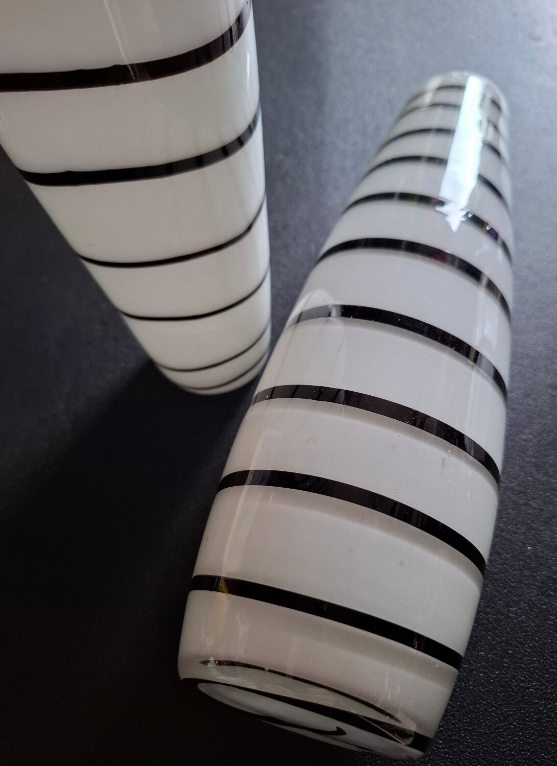 Set of 2 handcrafted opaline vases