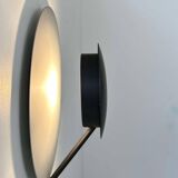 Vintage round wall lamp, gray and black metal, Italy 1970