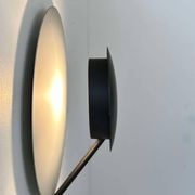 Vintage round wall light, grey and black metal, Italy 1970.