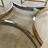 Ancienne table à manger design italien d'Alessandro Albrizzi années 70 lucite et laiton