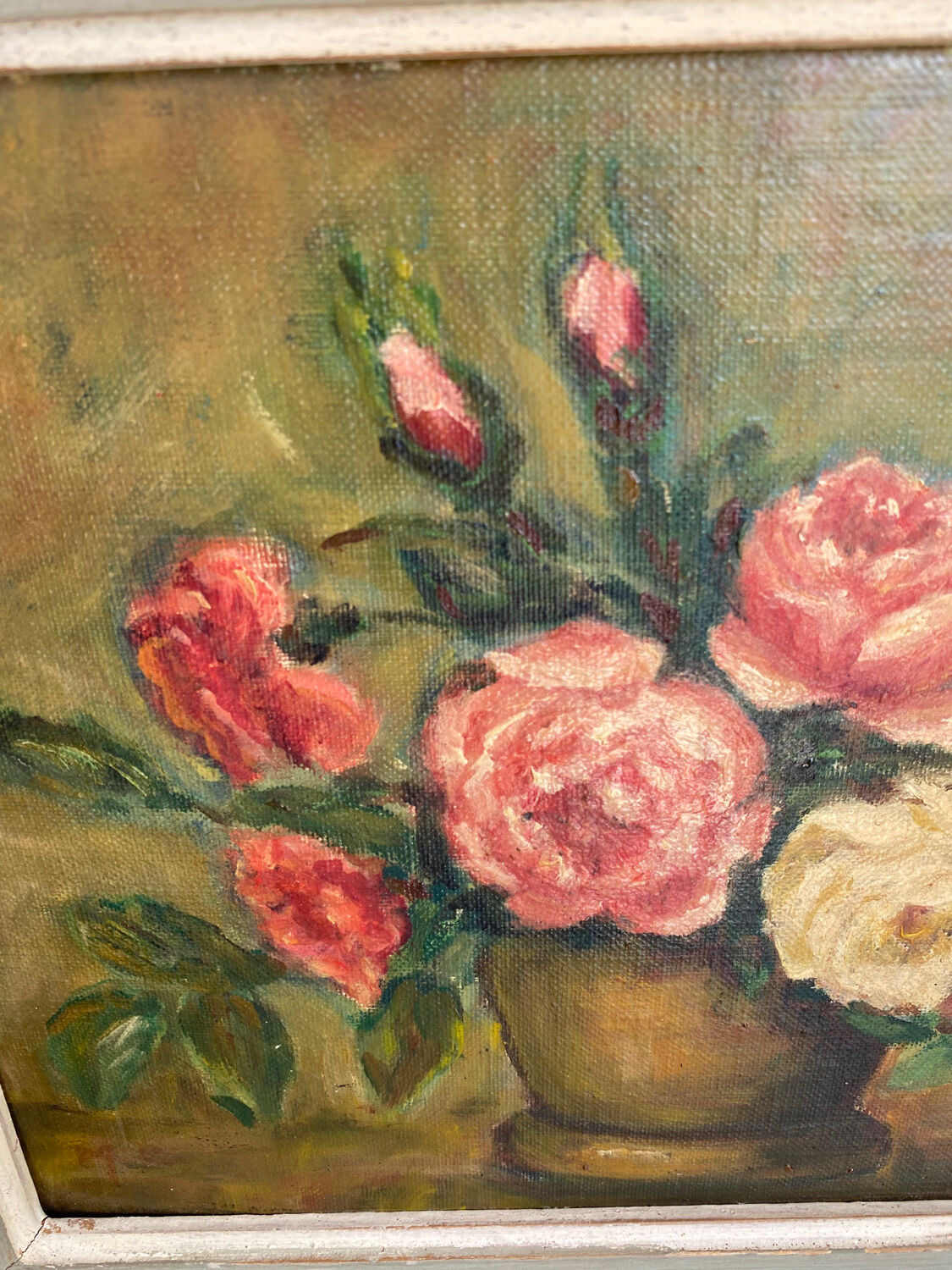 Peinture nature morte bouquet de roses