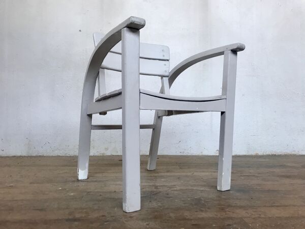Fauteuil vintage pour enfant blanc, gris clair 1950