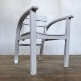 Vintage white children's chair, light grey 1950