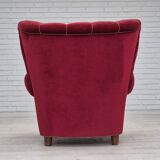 1960s, Danish relax armchair, original condition, red furniture velour.