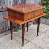 Small varnished wood nightstand, 1950s.