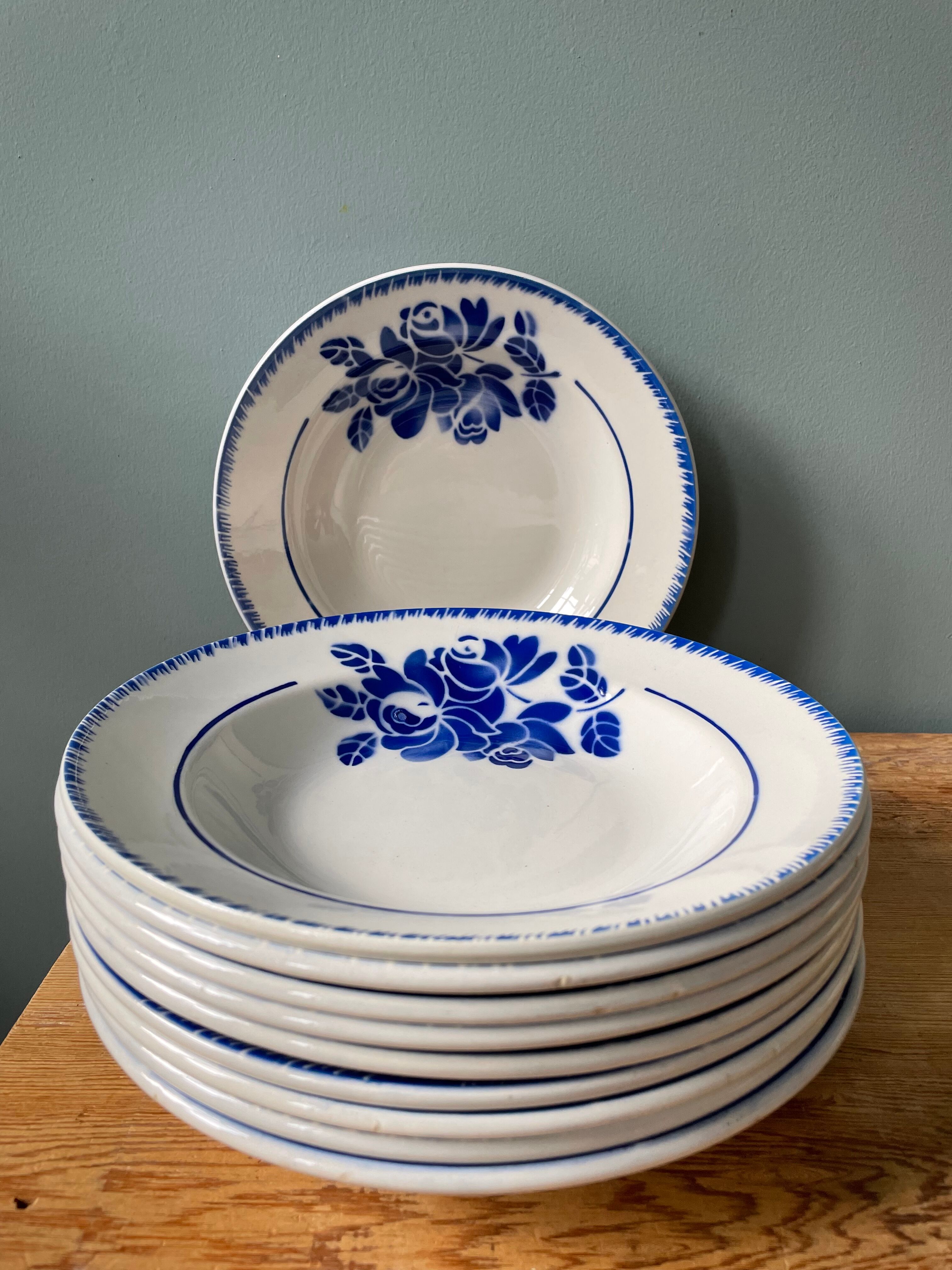Set of 10 vintage hollow plates in Badonviller earthenware