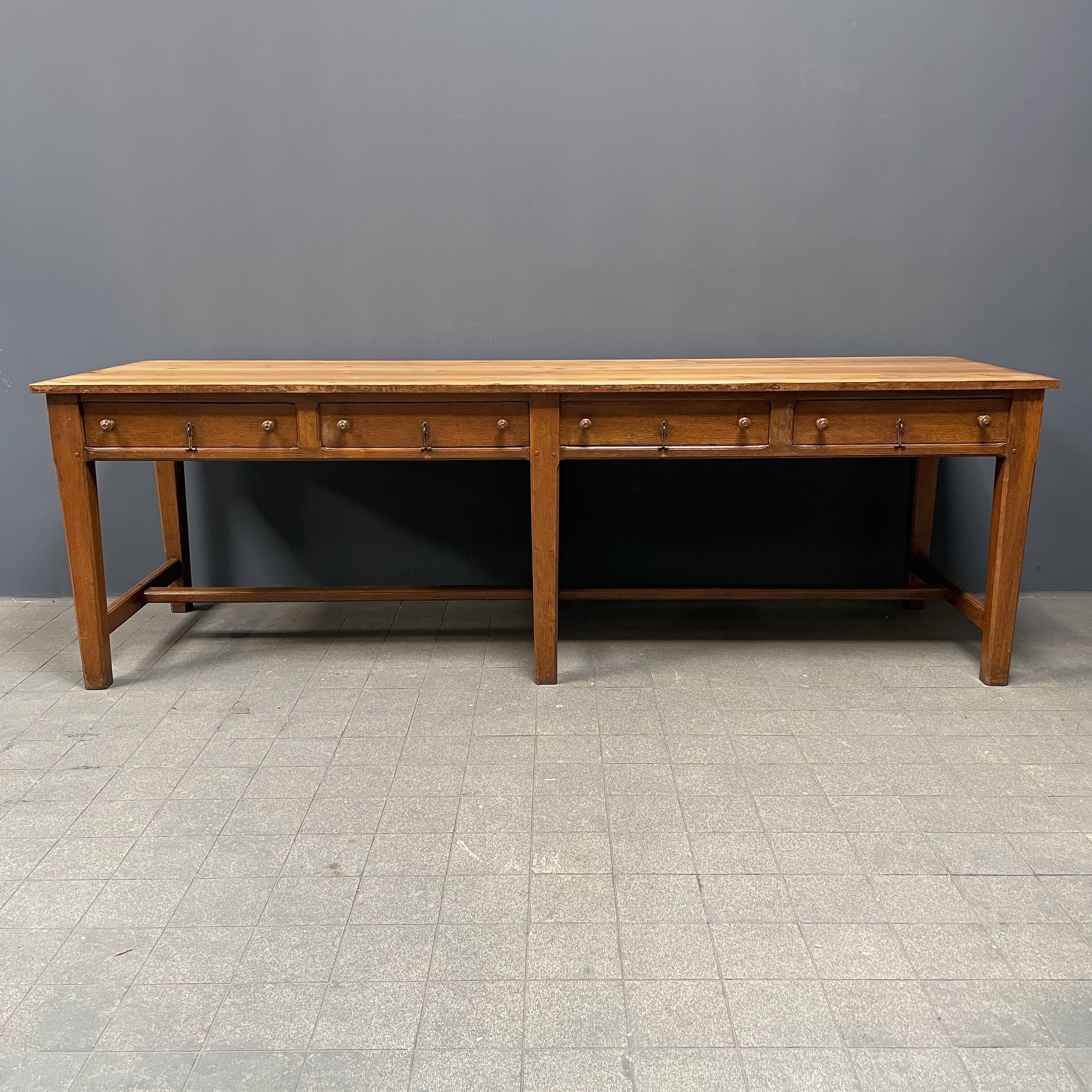 Large antique drapery fabric table