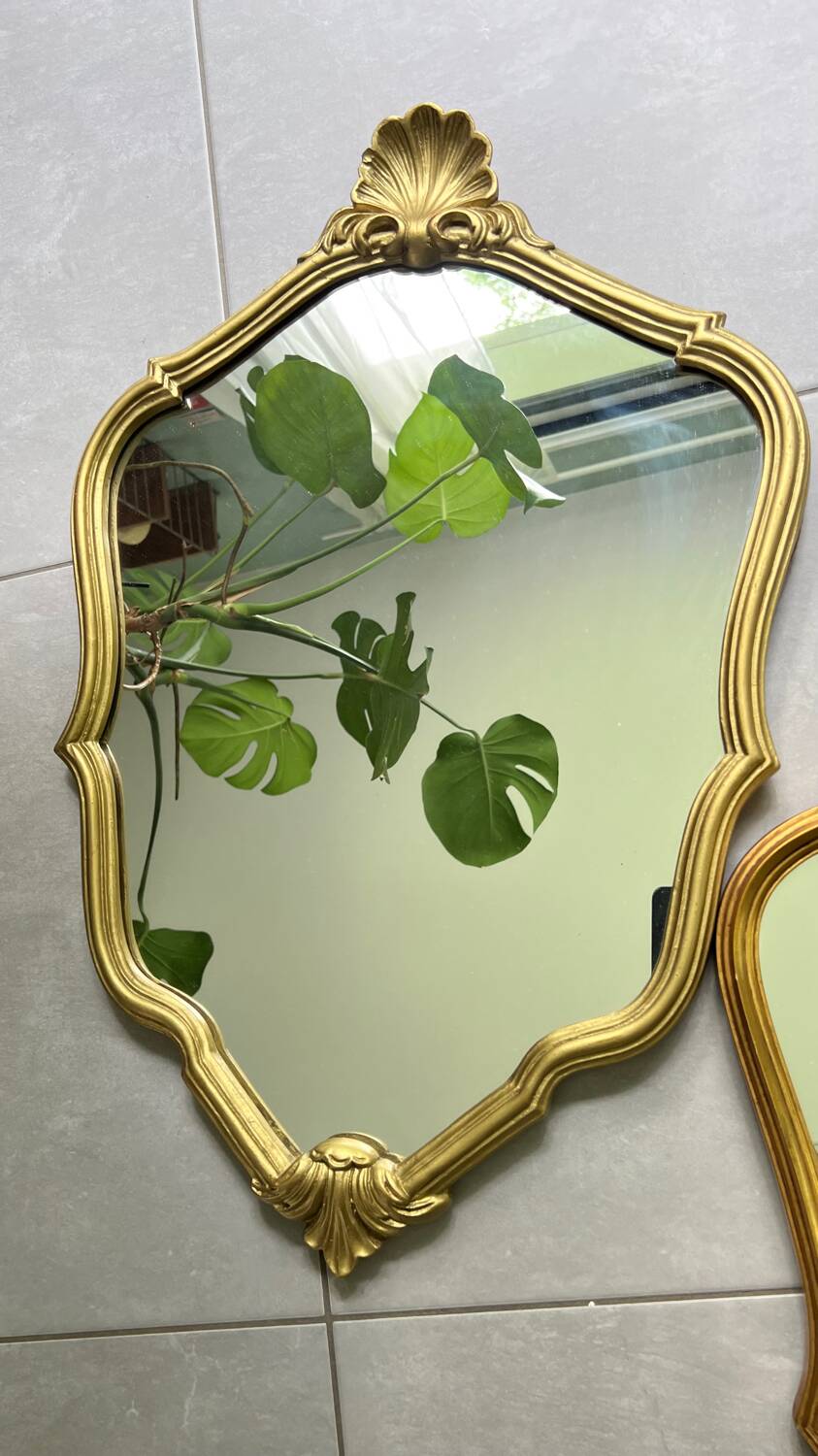 Miroir coquille doré