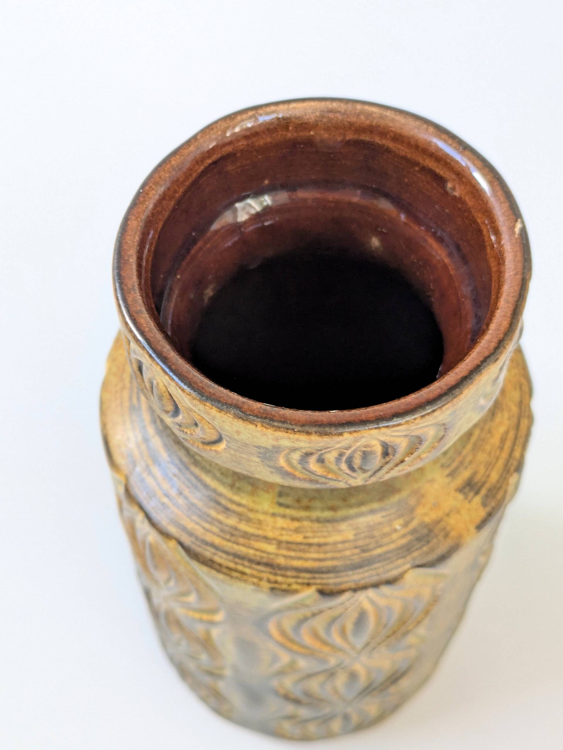 Vintage Scheurich vase from the 60s, yellow and brown Amsterdam decor